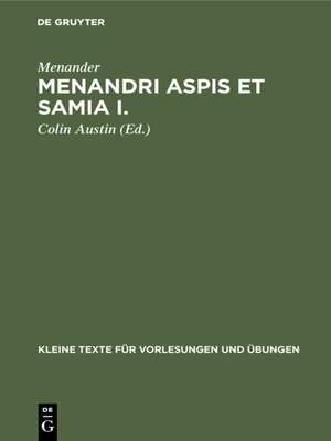 cover image of Menandri Aspis et Samia I.